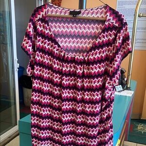 Worthington Chevron Patterned Pink and Purple Women's Top